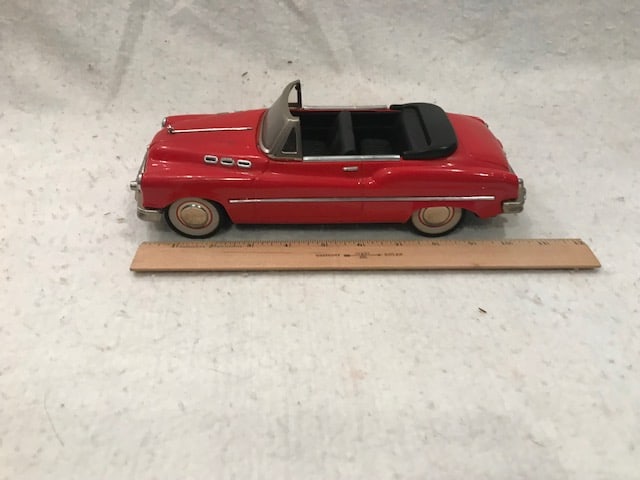 70's Friction Car Buick Red Convertible: 70's Friction Car Buick Red Convertible. Size: 10" w x 4" w x 4" h