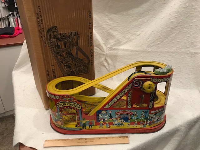 Chein & Co Rollercoaster with cars 1930's with Original Box (1 of 4)