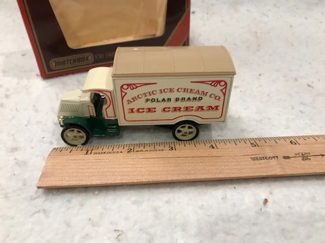 Matchbox MOYY Y-30 1920 Model AC Mack Pilar Brand Ice Cream New in Box: Matchbox MOYY Y-30 1920 Model AC Mack Pilar Brand Ice Cream New Unused in Box. Size: 5" w x 3" d x 4" h
