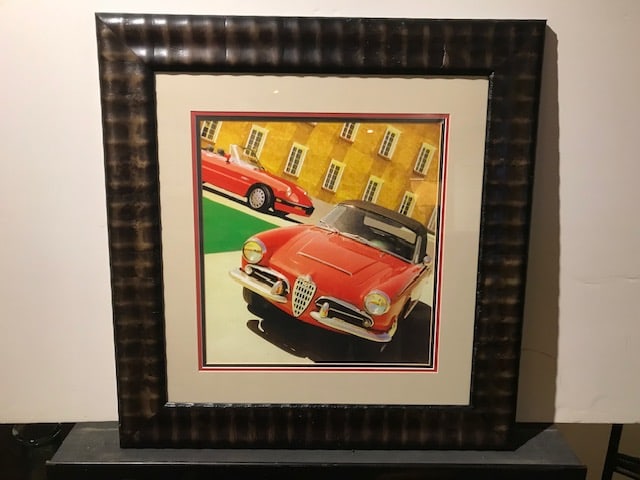 Custom Framed Alfa Romeo Spyder and Guetta Red 31" x 31" (1 of 2)