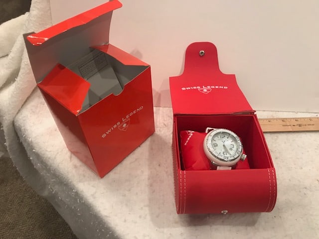 Collector Watch Swiss Legend Sport White in Box: Collector Watch Swiss Legend White in Box Size: 6" x 6" 5"h