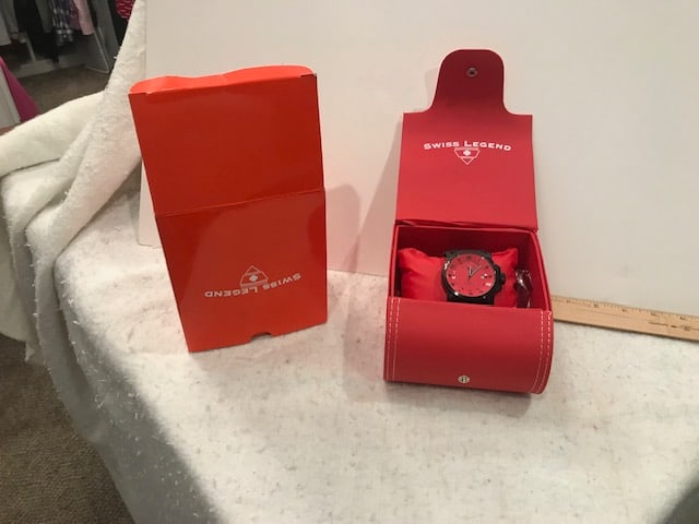 Collector Watch Swiss Legend Sportiva Red in Box: Collector Watch Swiss Legend Sportiva Red in Box. Size: 5"w x 5"d x 5"h