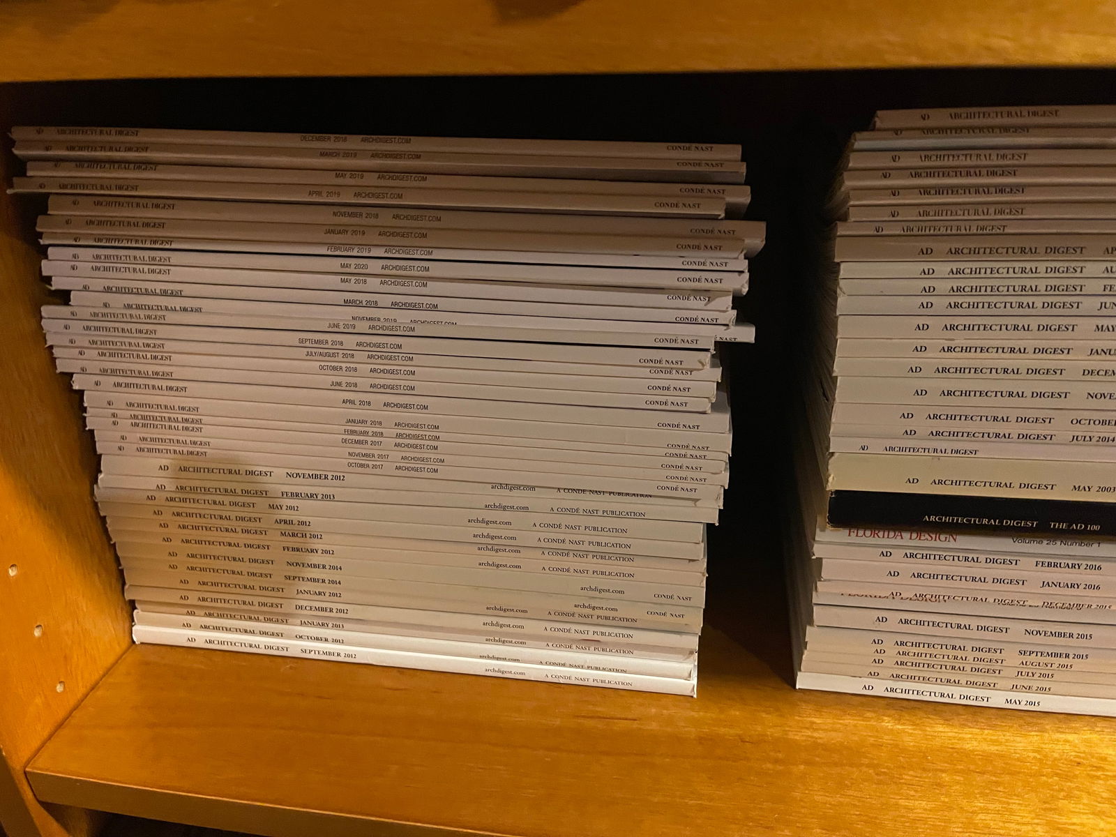 Architectural Digest Magazines. 2015 to current. 101 copies (1 of 5)