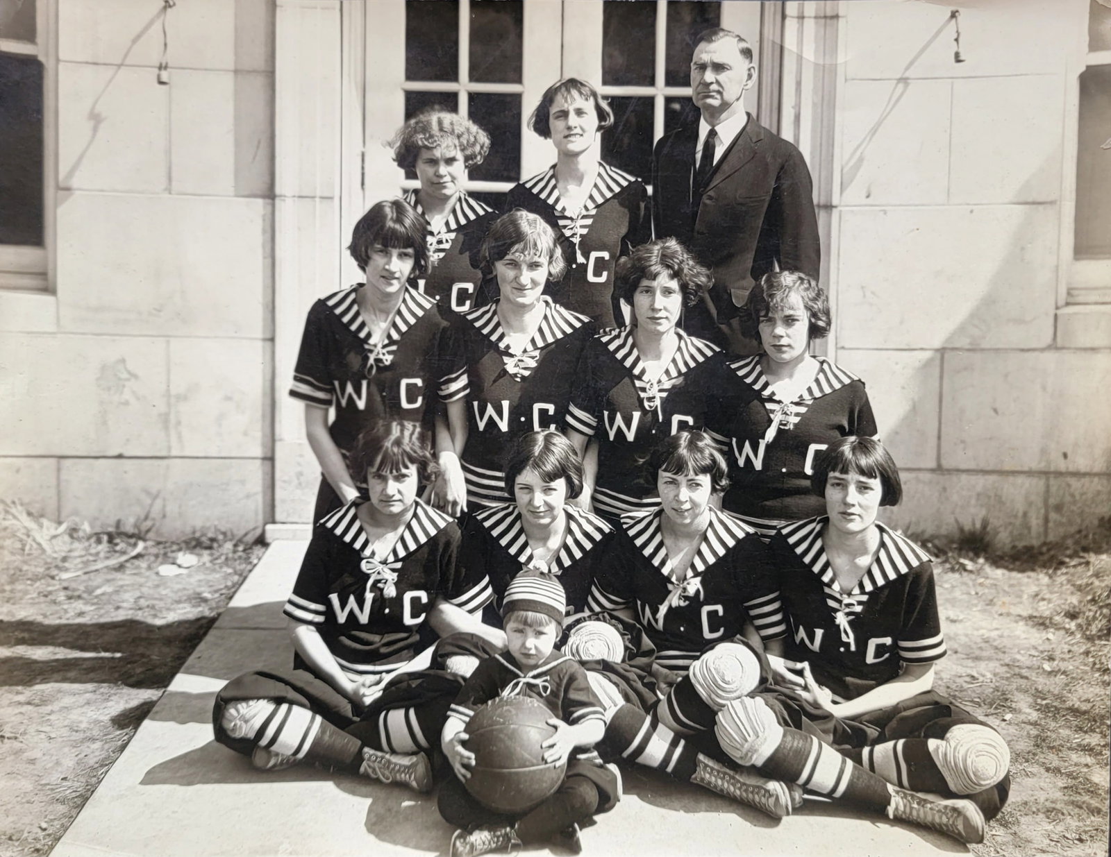 Early 1900s Women's College Basketball Team Photograph W.C. College: College basketball team photo, W.C. College.