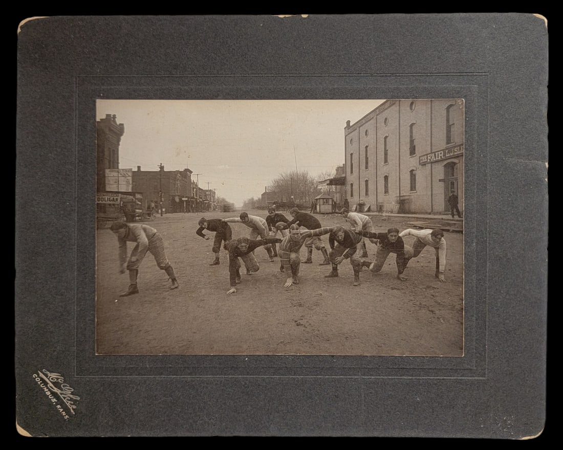 1880s Early Football Game Cabinet Card Photograph Northwestern College – Columbus Kansas (1 of 2)