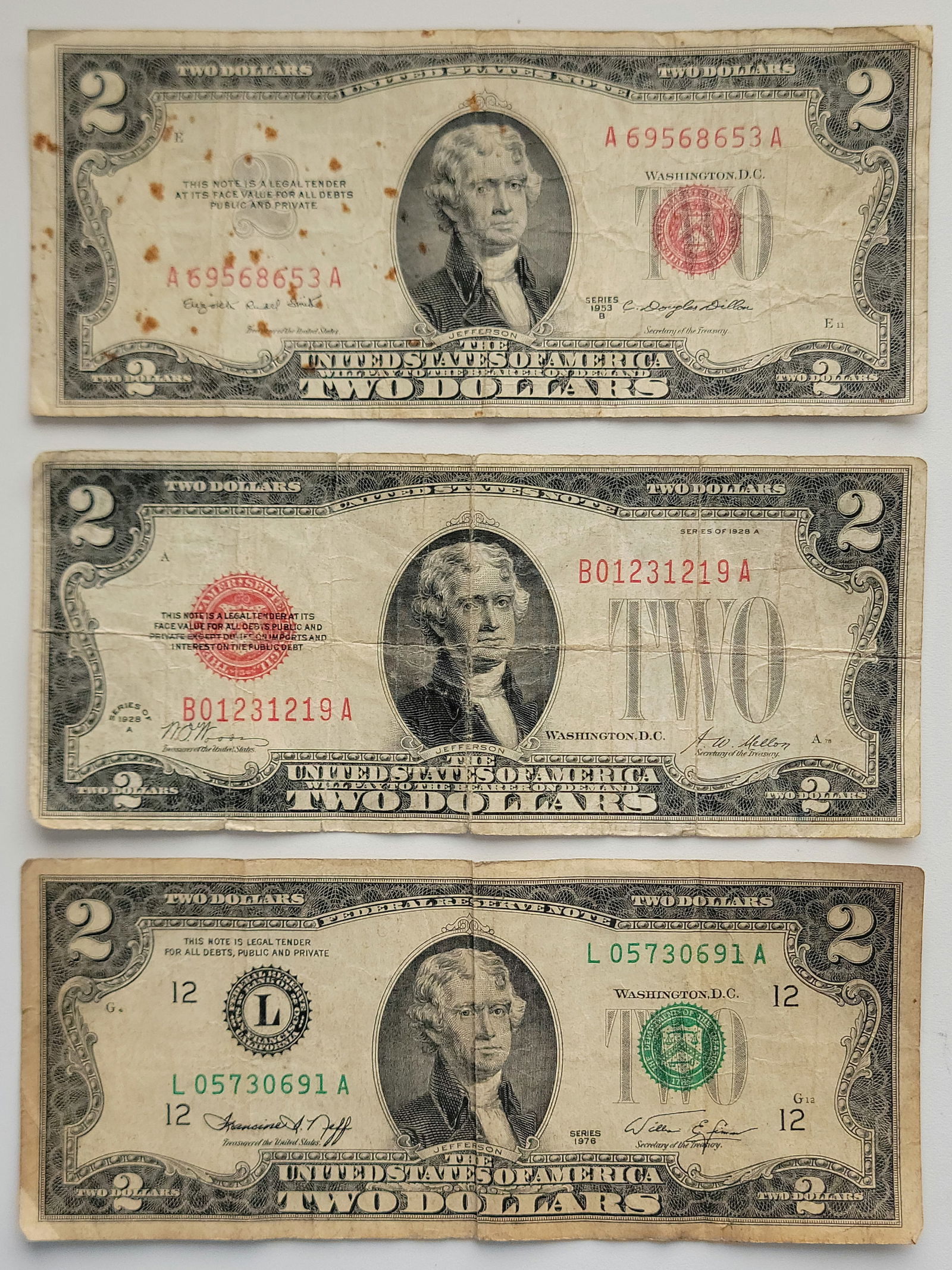 Vintage Two Dollar Red Seal Note Lot (1 of 2)