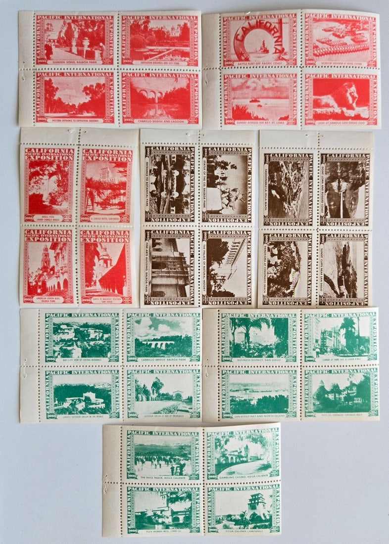 1935 California Pacific International Exposition Postal Stamp Block Set of 8 Scarce (1 of 1)