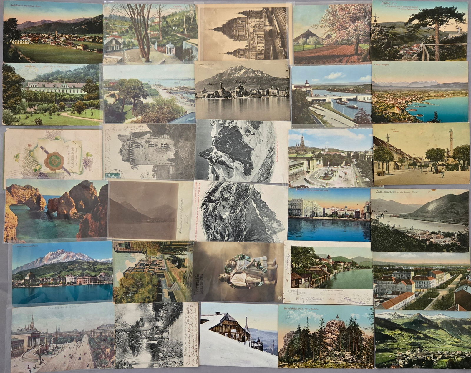 Vintage European Postcard Real Photo & Illustrated Lot of 50: Vintage European postcards, lot of (50). Posted, some dating to the early 1900s. Interesting content and worthy of further research.