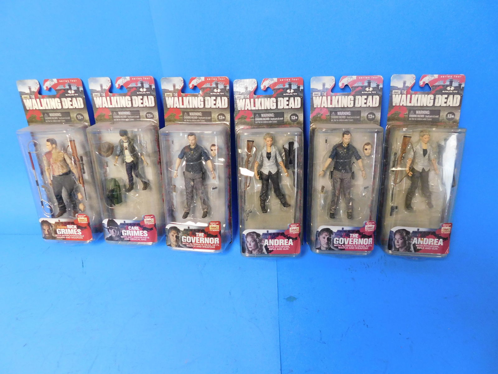 McFarlane Walking Dead Action Figures 6 Andrea, Governor Rick Carl Grimes Carded (1 of 5)