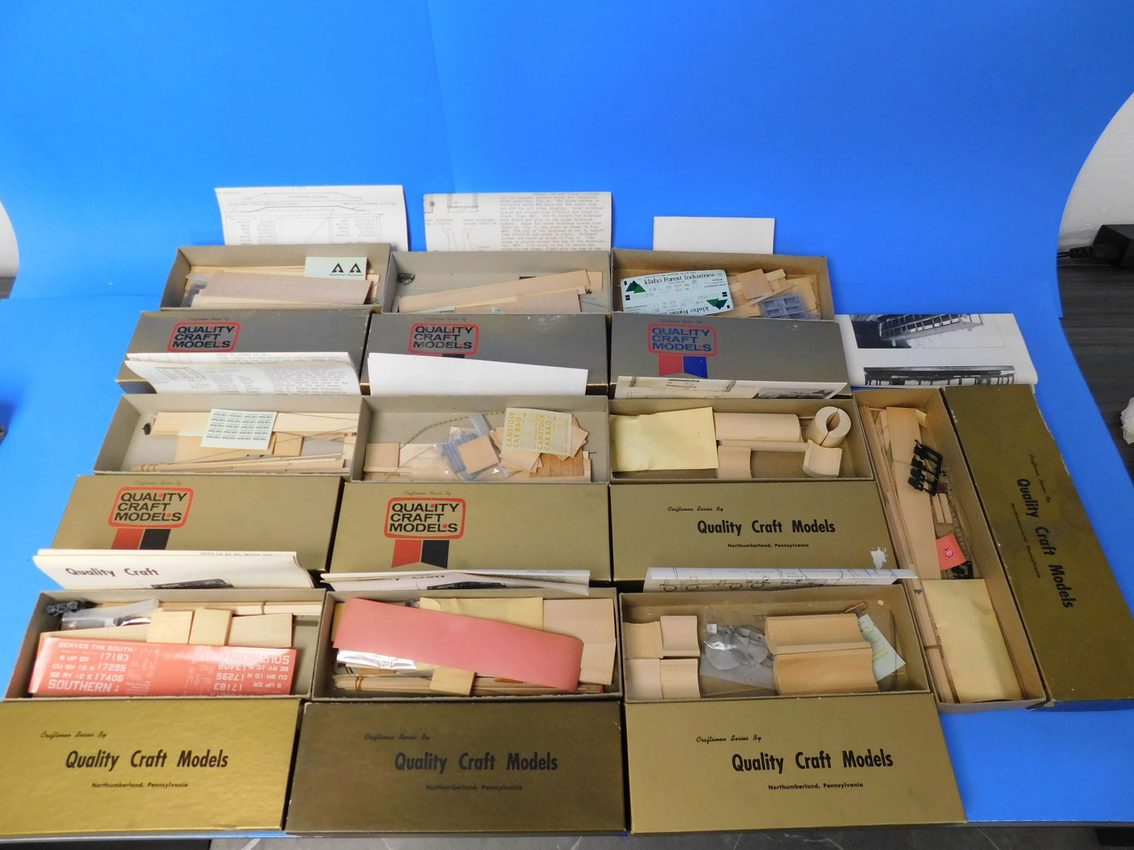 Quality Craft Models HO Scale Rolling Stock Wood Kits. Various types of freight.  Ten Kits in lot (1 of 7)