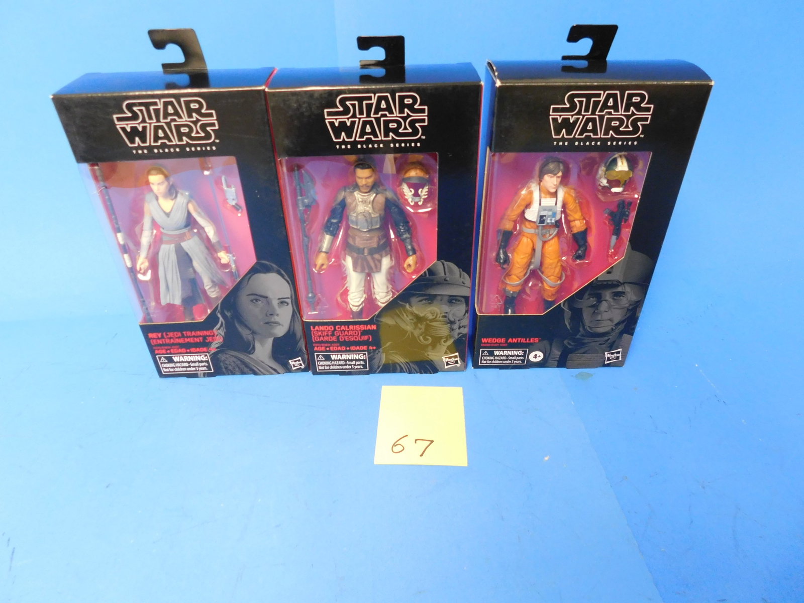 Star Wars Black Series Action Figures 44, 76, 102 Rey Lano Antilles: Three Black Series Figures 44 Rey, 76 Lando Calrissian, 102 Wedge Antilles by Hasbro