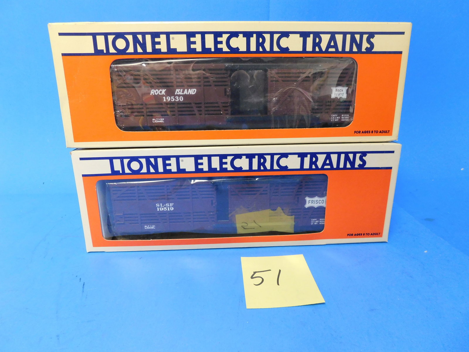 Lionel Frisco and Rock island Stock Cars. 6-19519 and 6-19530 (1 of 3)