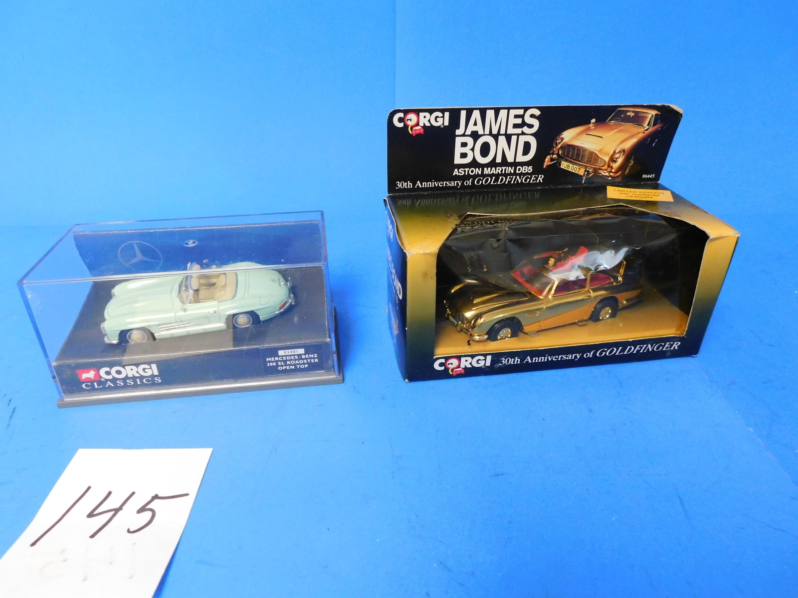 Corgi James Bond Aston Martin and Mercedes Roadster: Corgi Aston martin Boc Goldfinger 30th Anniversary and 03401 Mercedes 300 SL Roadster