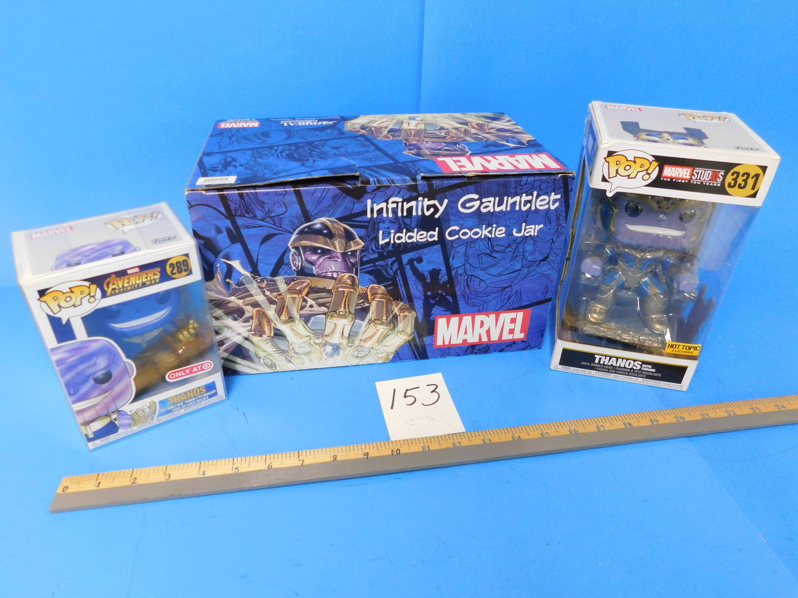 Marvel Infinity Gauntlet Cookie Jar and 2 Thanos POPS (1 of 4)