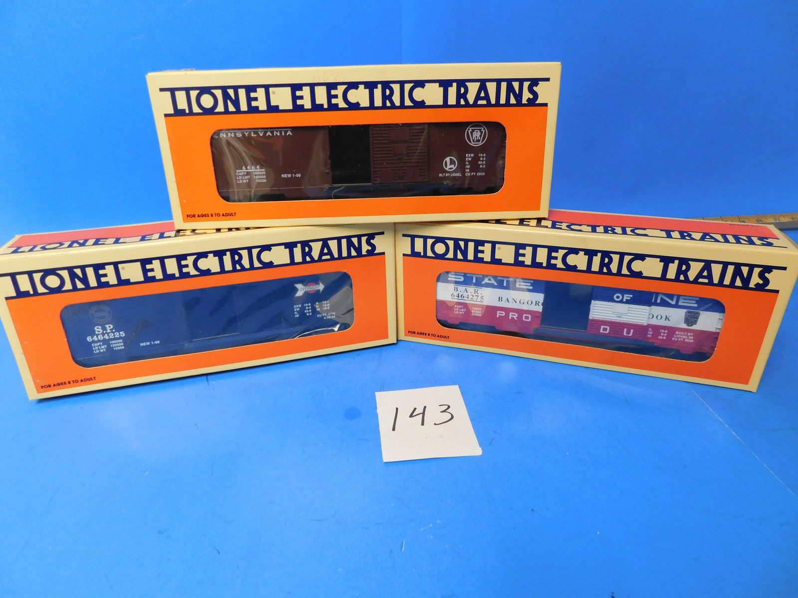 Lionel 6464 Series 4 Southern Pacific, State of Maine, PRR Boxcars new in box (1 of 5)