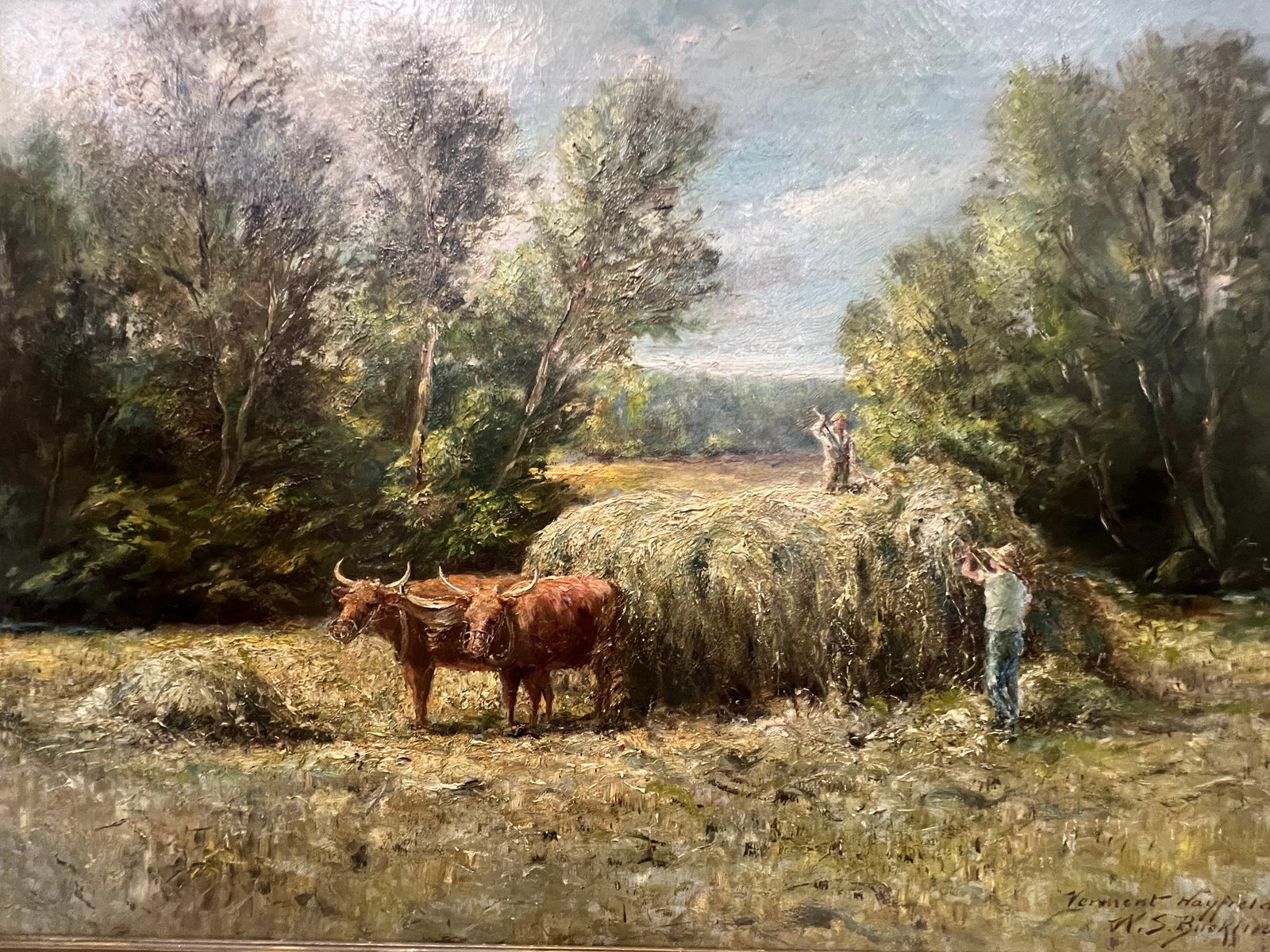 Listed and Exhibited Artist, William Savory Bucklin - Vermont Farm scene Oil On Canvas (1 of 8)