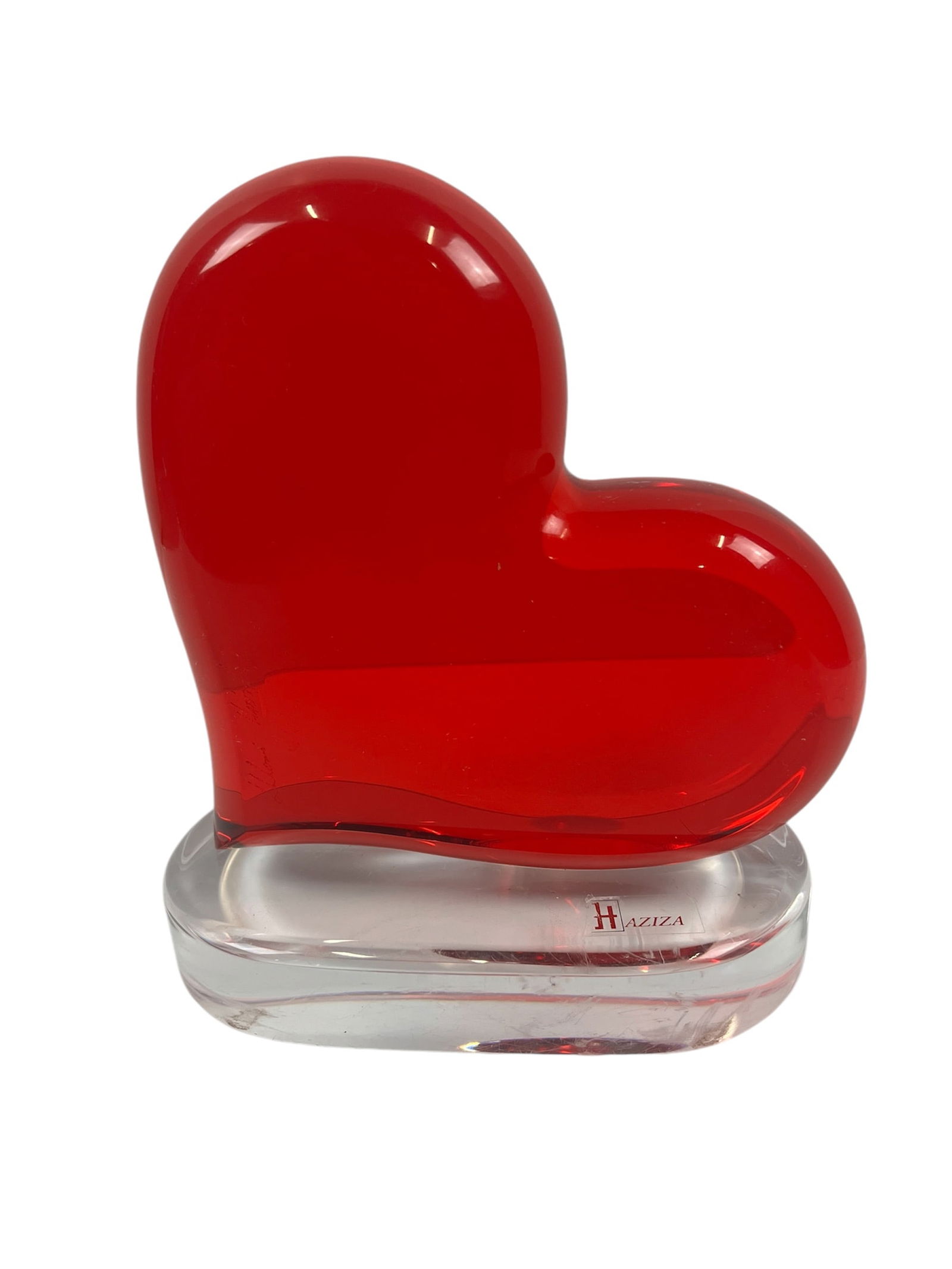 Signed, Shlomi Haziza, Acrylic Brilliant Red Heart, Valentines Day Sculpture (1 of 5)