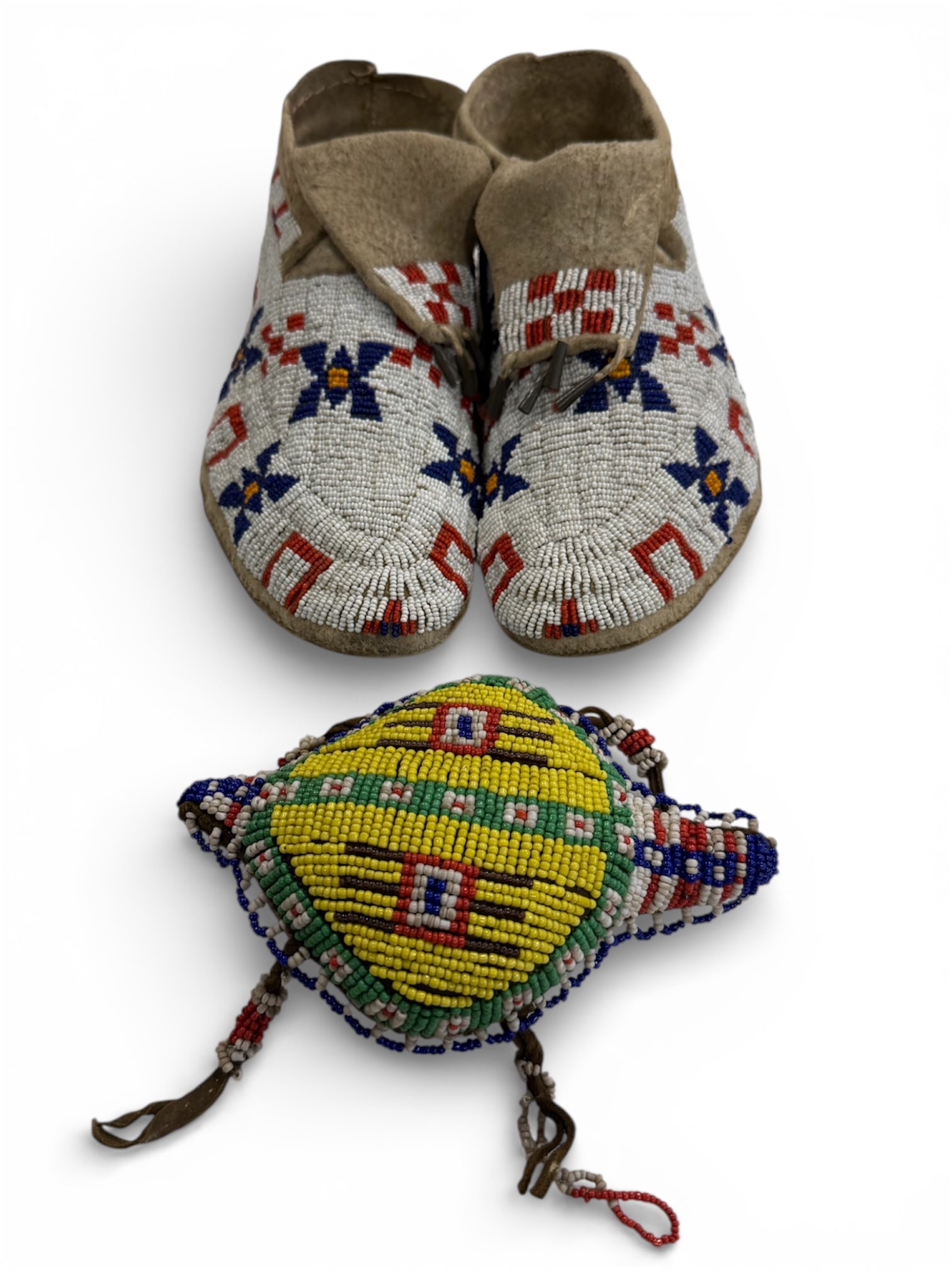 Plains Indian beaded moccasins and Turtle beaded fetish (1 of 9)