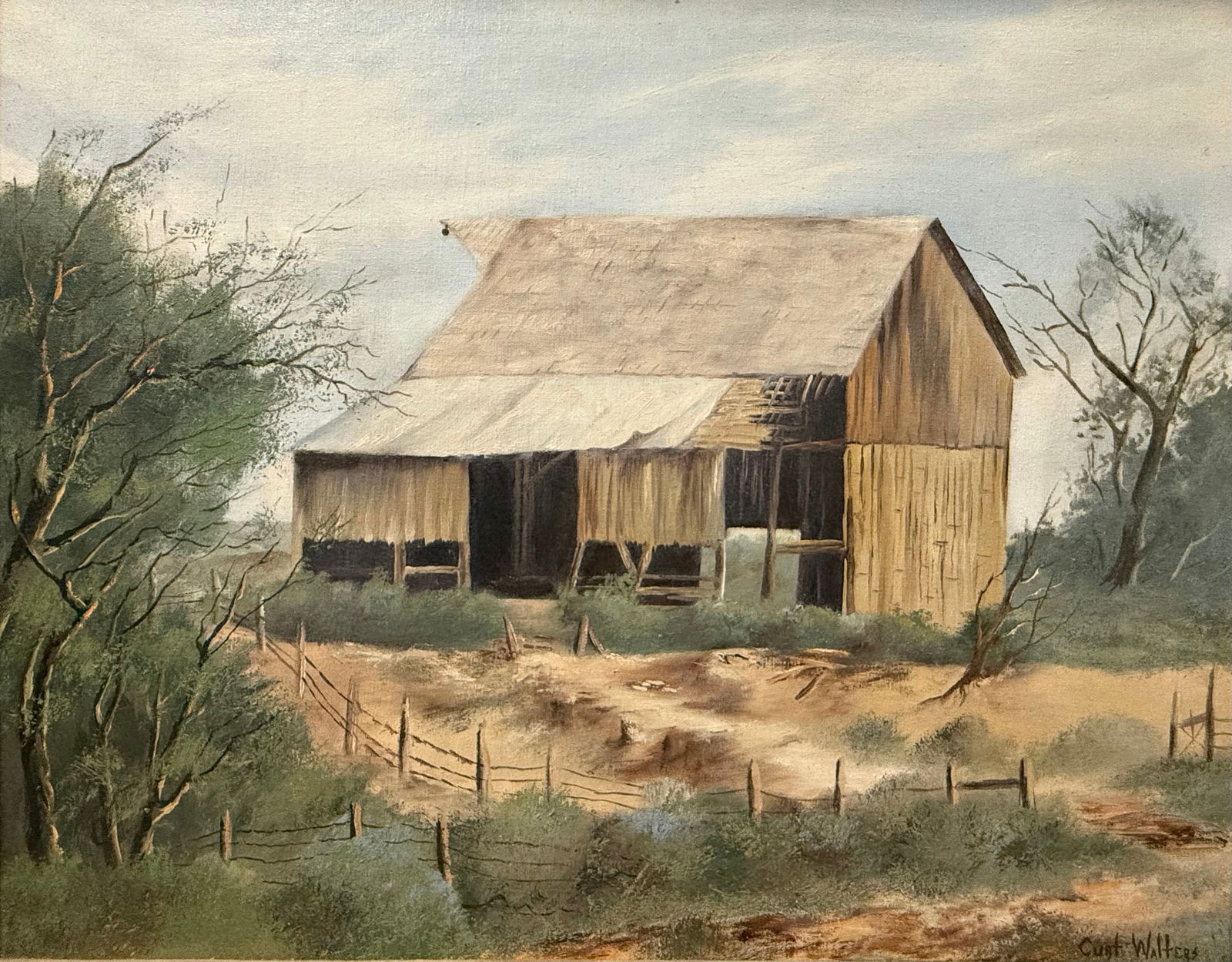 Curt Walters (American, b. 1950). Oil on canvas of a old farmstead Barn. (1 of 4)