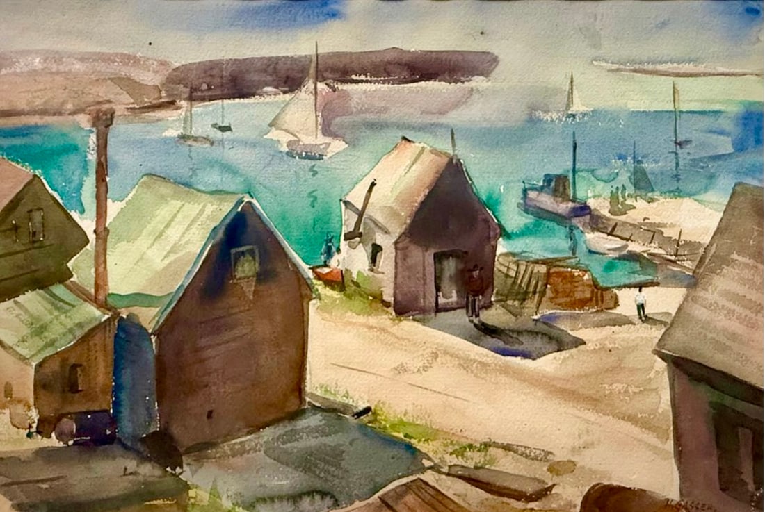 Henry Martin Gasser (American 1909-1981) , Coastal Waters, watercolor. (1 of 4)