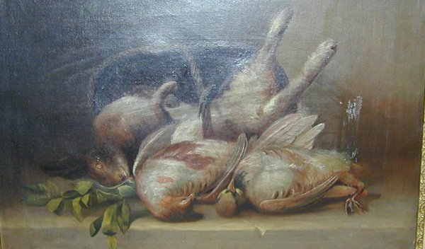 Antique Oil Painting On Canvas- Game Animals - 3