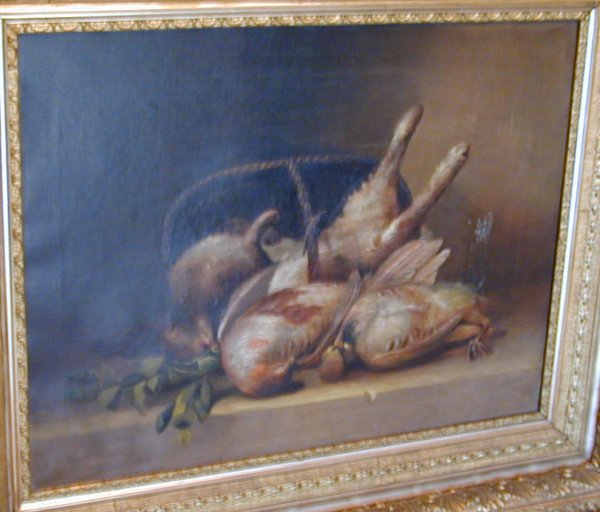 Antique Oil Painting On Canvas- Game Animals - 4
