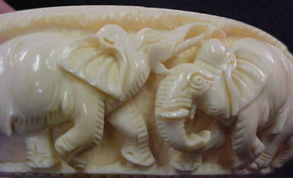 Heavily Carved Ivory Elephant Bangle Bracelet - 2