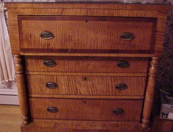 314 Antique Empire Tiger Maple 4 Drawer Chest Sep 20 2008 T