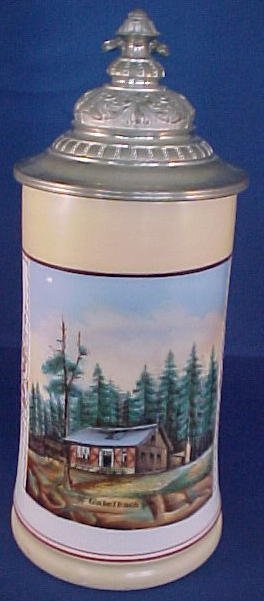 German Porcelain Stein Painted Scene "Gabelbach"