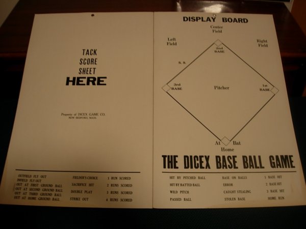 Dicex Baseball Game Board 1915. RARE! : Dicex Baseball Game Board. c. 1915. RARE! This game was, at the time, the closet thing to the real game. Incredible condition.