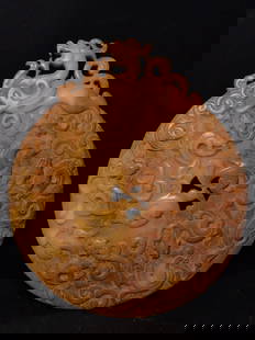 Chinese archaic jade plaque Han Dynasty: Size: Width 26 cm - Height 30 cm Materials: Natural jade Time Period: Han dynasty Manufactured Date: 1st-c Origin: China