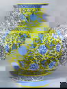 A blue and white with yellow glaze lotus eight treasures and eight auspicious vase Qianlong Mark