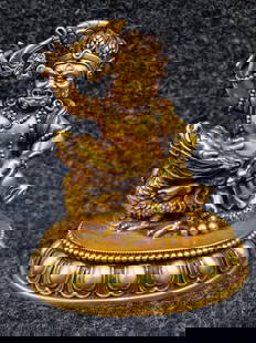 Chinese bronze gilt buddha figure Qing dynasty Qianlong Mark & Period: Size: Height 9.2 cm - Width 8 cm Materials: Bronze Gilt Time Period: Qing dynasty Manufactured Date: Qianlong Mark & Period Origin: China