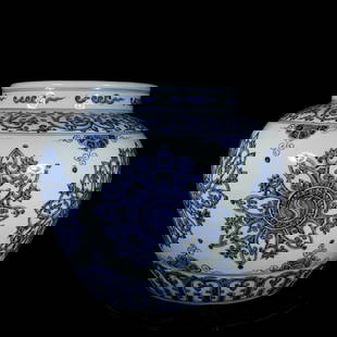 Chinese blue and white porcelain jar Ming dynasty Xuande Mark & Period: Size: Height 31 cm - Width 37 cm Materials: Porcelain Time Period: Ming dynasty Manufactured Date: Xuande Mark & Period Origin: China
