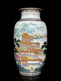 Chinese famille rose porcelain vase Qing dynasty Qianlong Mark & Period: Size: Height 41.6 cm - Width 22 cm Materials: Porcelain Time Period: Qing dynasty Manufactured Date: Qianlong Mark & Period Origin: China
