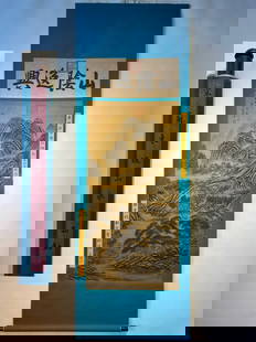 Chinese scroll painting Song dynasty Su Shi: Size: Height 240 cm - Width 80 cm Materials: ink color and paper Time Period: Song dynasty Manufactured by: Su Shi Origin: China Song Dynasty - Su Shi's exquisite four-foot landscape scroll on