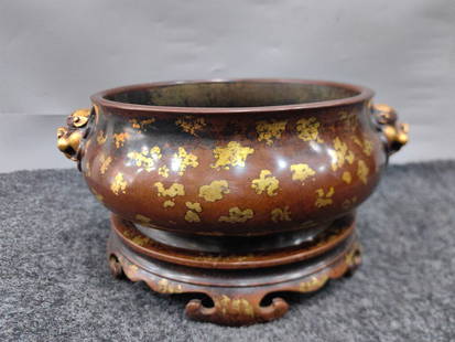 Chinese bronze gilt incense burner Ming dynasty Xuande Mark & Period: Size: Width 24.5 cm - Height 12.5 cm Materials: Bronze Gilt Time Period: Ming dynasty Manufactured Date: Xuande Mark & Period Origin: China