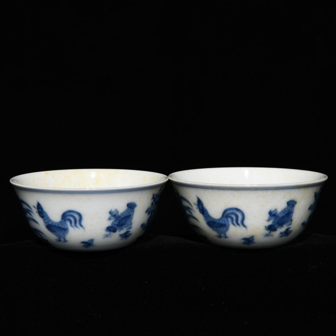 Chinese blue and white porcelain bowl pair Ming dynasty Chenghua Mark & Period (1 of 9)