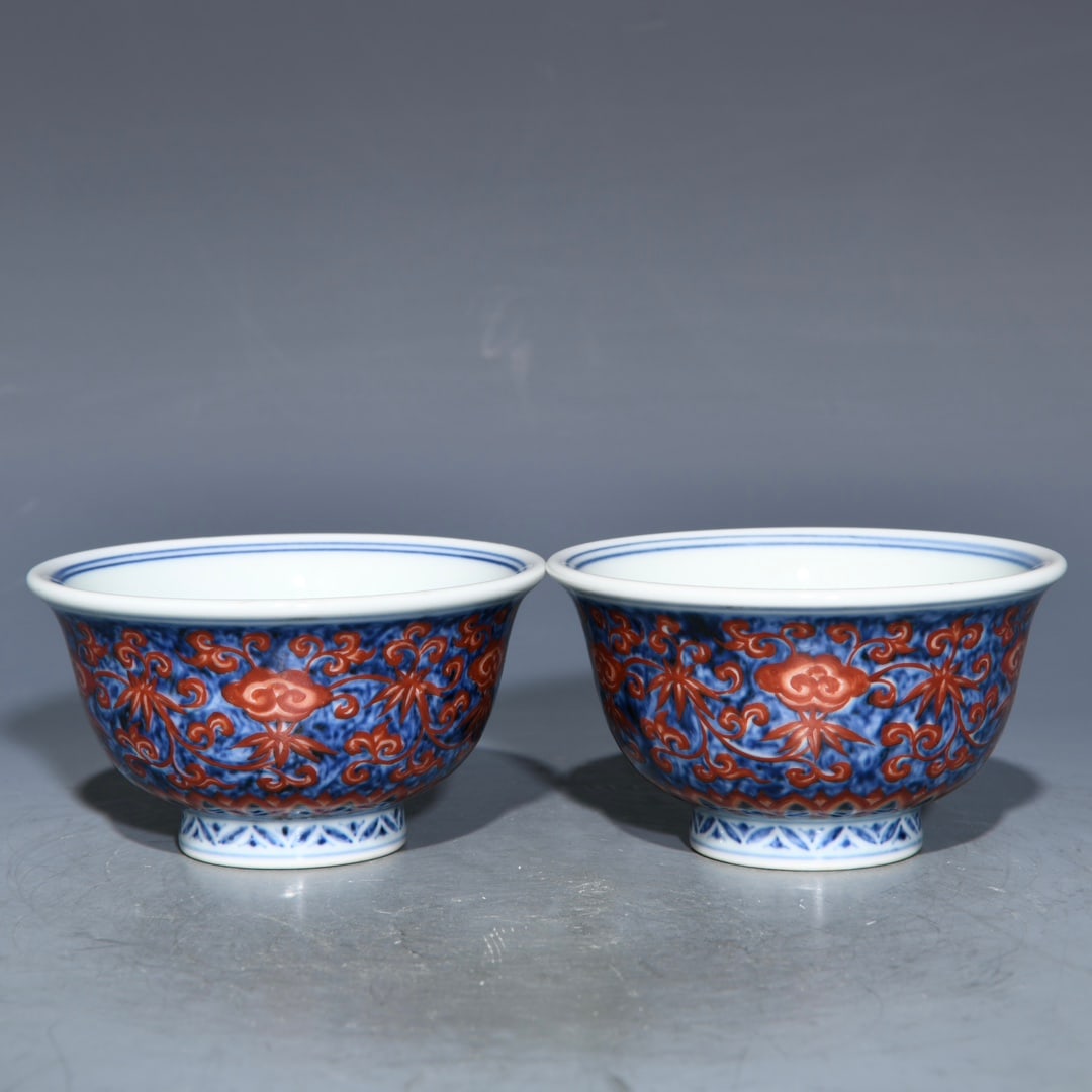 Chinese blue and red porcelain bowl pair Ming dynasty Xuande Mark & Period: Size: Width 9.3 cm - Height 5 cm Materials: Porcelain Time Period: Ming dynasty Manufactured Date: Xuande Mark & Period Object: Chinese Antique ⛨ Purchase With Confidence ✔ Verified