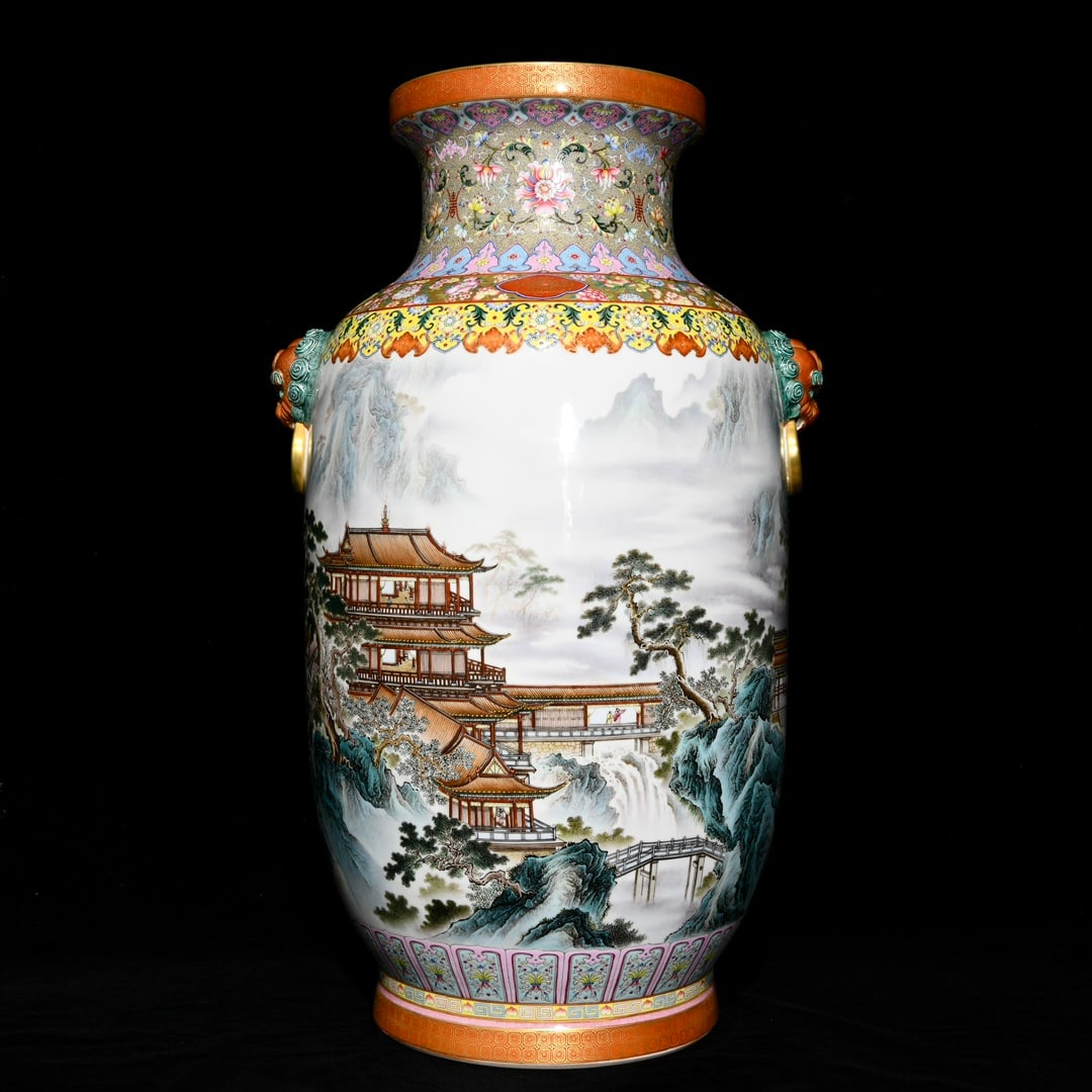 Rare and Huge Chinese famille rose porcelain vase Qing dynasty Qianlong Mark & Period: Size: Height 61.5 cm - Width 32 cm Materials: Porcelain Time Period: Qing dynasty Manufactured Date: Qianlong Mark & Period Object: Chinese Antique ⛨ Purchase With Confidence ✔ Veri