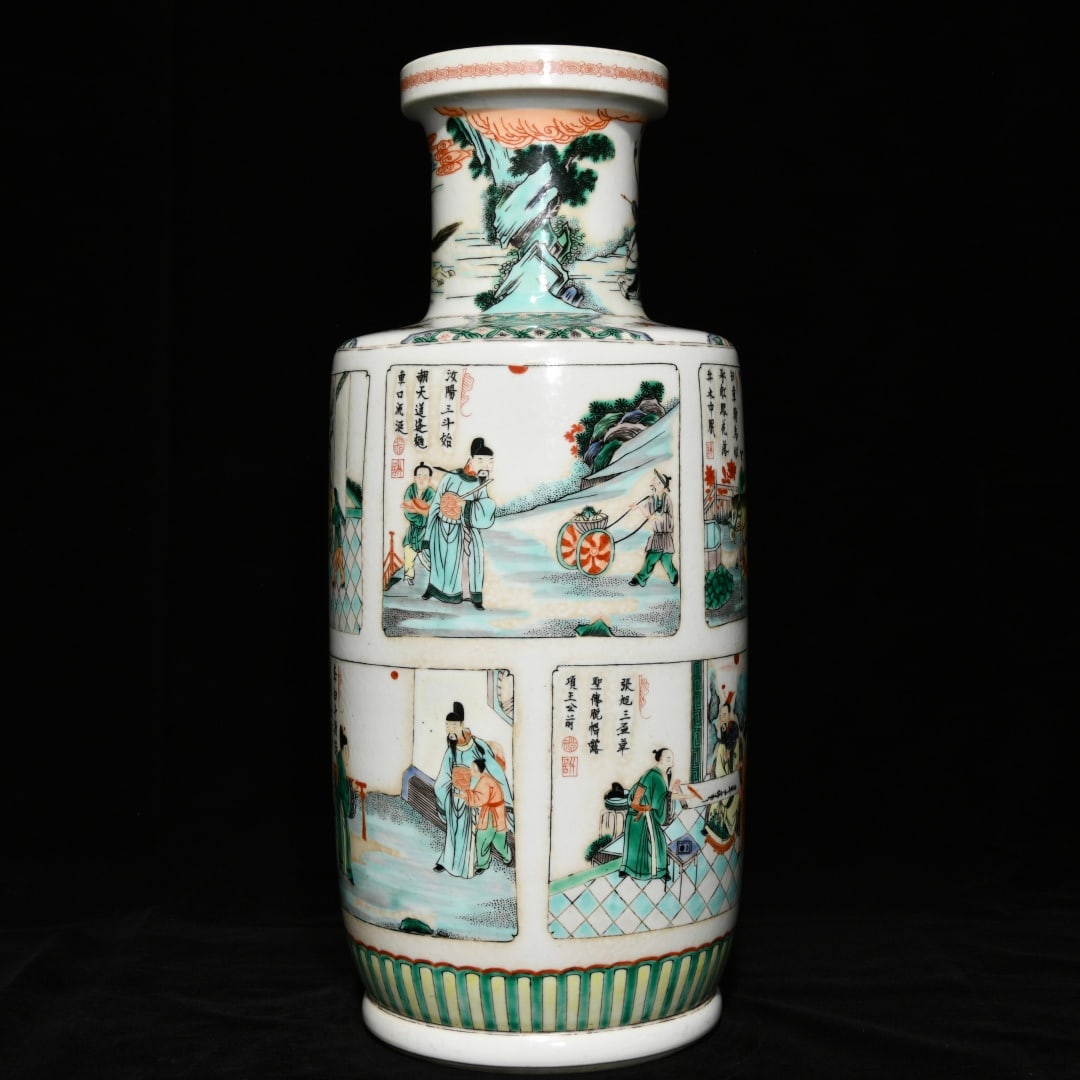 Chinese famille verte porcelain vase Qing dynasty Kangxi Mark & Period: Size: Height 46.8 cm - Width 21 cm Materials: Porcelain Time Period: Qing dynasty Manufactured Date: Kangxi Mark & Period Object: Chinese Antique ⛨ Purchase With Confidence ✔ Verifi