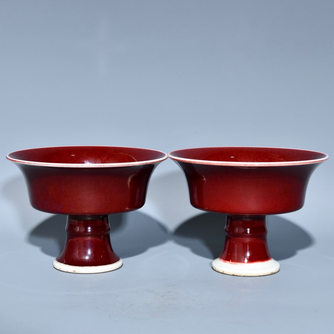 Chinese red glaze porcelain bowl pair Ming dynasty Xuande Mark & Period (1 of 9)