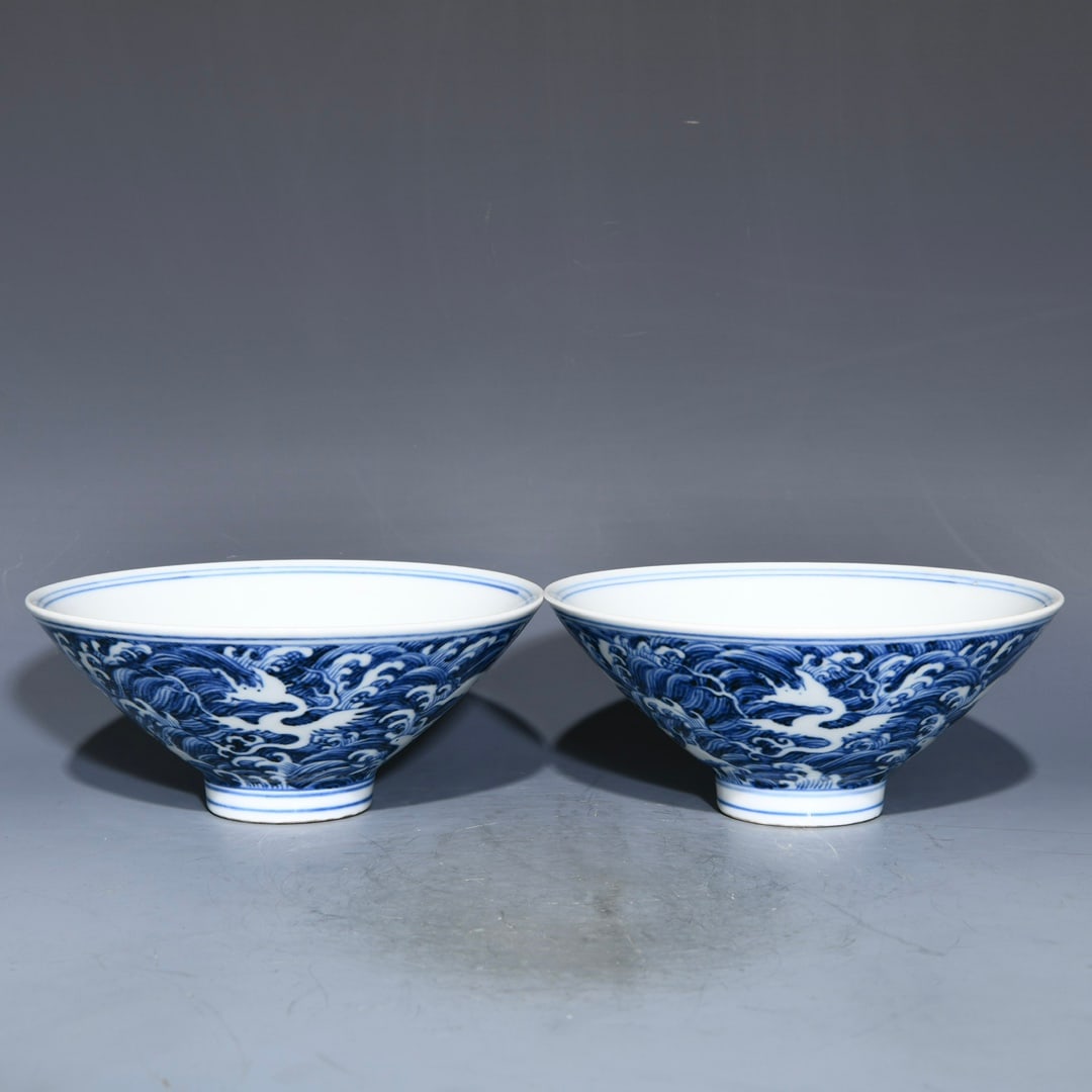 Chinese blue and white porcelain bowl pair Ming dynasty Xuande Mark & Period: Size: Width 17 cm - Height 7.3 cm Materials: Porcelain Time Period: Ming dynasty Manufactured Date: Xuande Mark & Period Object: Chinese Antique ⛨ Purchase With Confidence✔