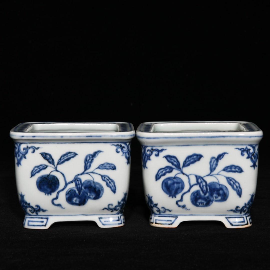 Chinese blue and white porcelain pot pair Ming dynasty Xuande Mark & Period: Size: Width 9.8 cm - Height 7.5 cm Materials: Porcelain Time Period: Ming dynasty Manufactured Date: Xuande Mark & Period Object: Chinese Antique ⛨ Purchase With Confidence✔