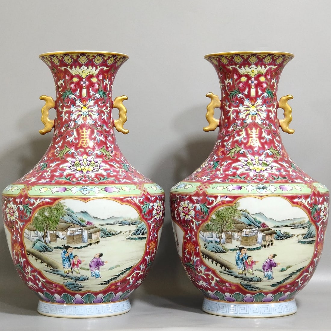Chinese famille rose porcelain vase pair Qing dynasty Qianlong Mark & Period (1 of 9)