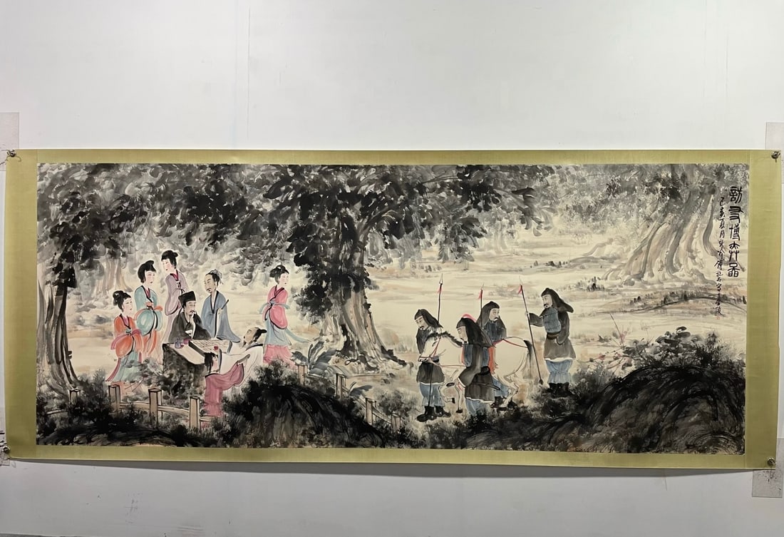 Chinese scroll painting Qing dynasty Fu Baoshi: Size: Height 400 cm - Width 160 cm Materials: ink color and paper Time Period: Qing dynasty Manufactured by: Fu Baoshi Object: Chinese Antique A masterpiece hand-painted by Fu Baoshi, Fu Baoshi, or Fu
