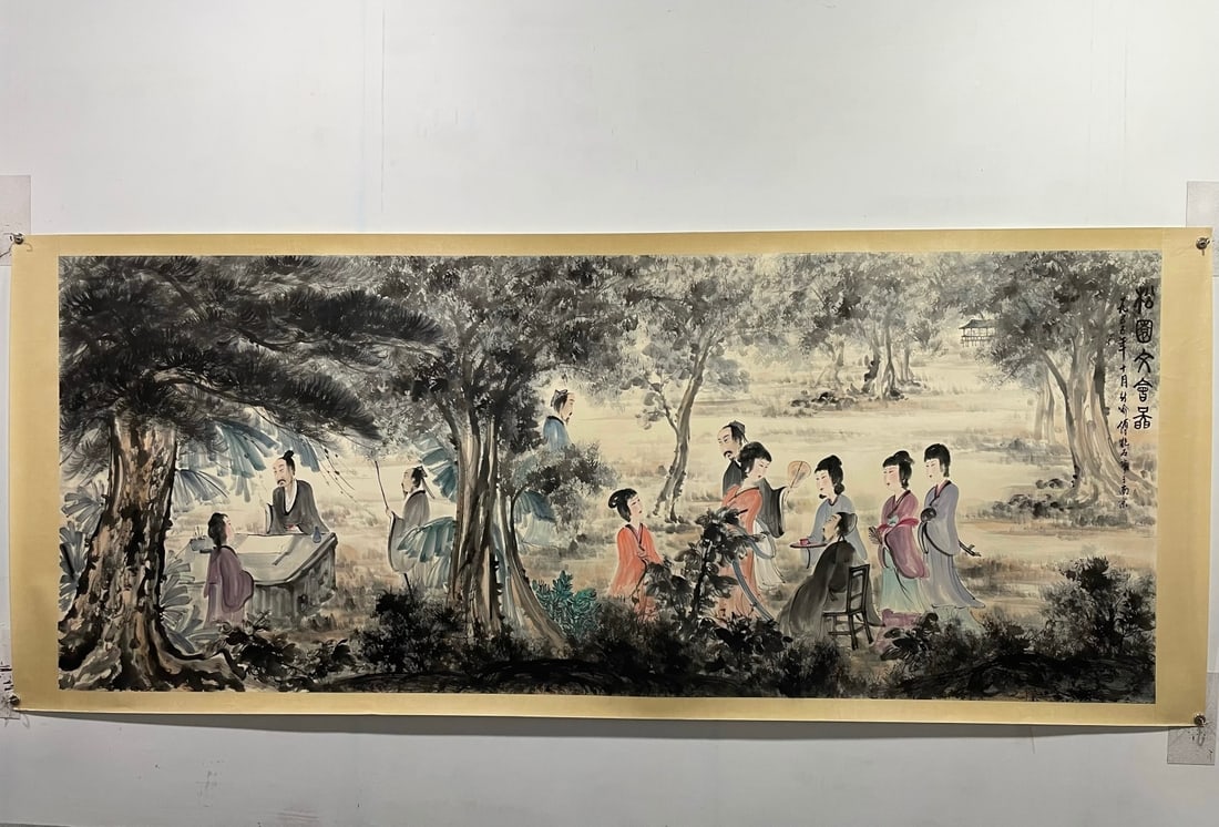 Chinese scroll painting Qing dynasty Fu Baoshi: Size: Height 400 cm - Width 160 cm Materials: ink color and paper Time Period: Qing dynasty Manufactured by: Fu Baoshi Object: Chinese Antique A masterpiece hand-painted by Fu Baoshi, Fu Baoshi, or Fu