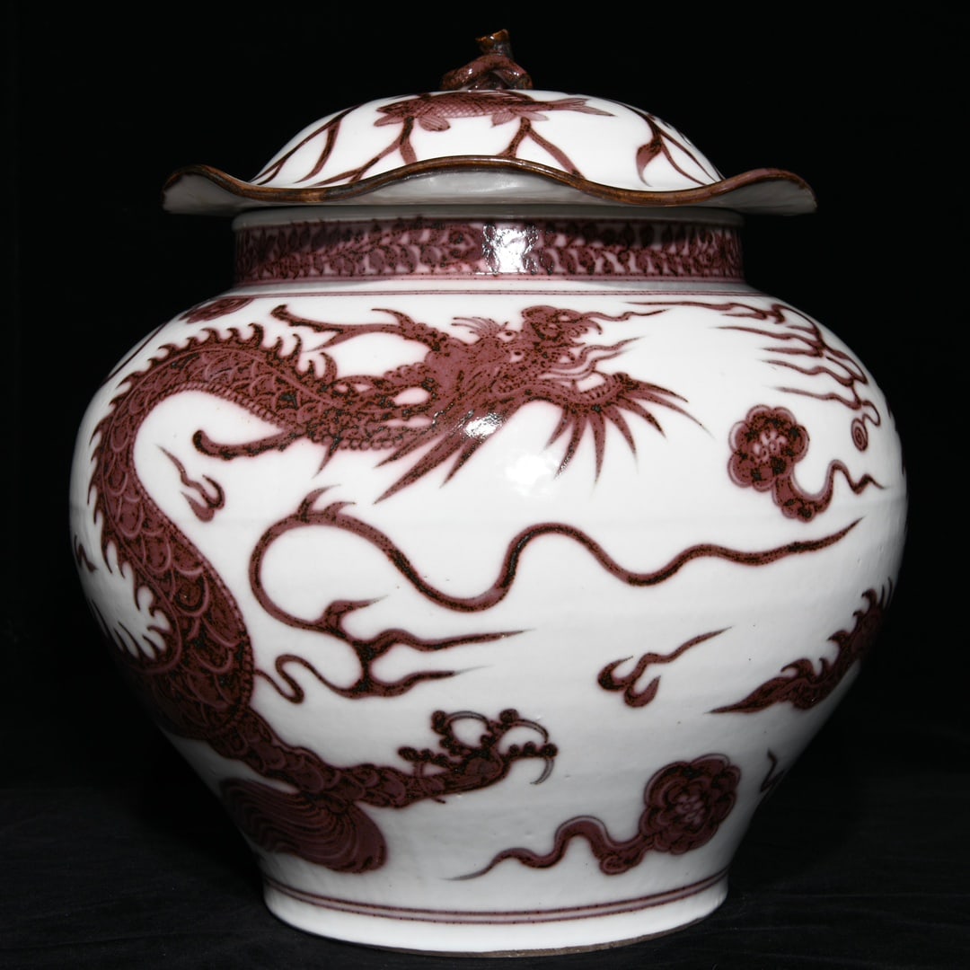 Chinese red and white porcelain jar Yuan dynasty (1 of 9)