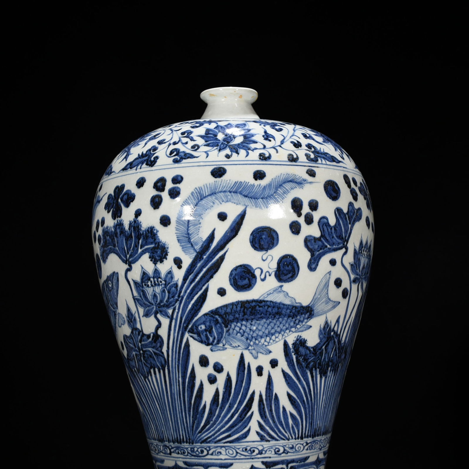Chinese blue and white porcelain vase Yuan dynasty - 6