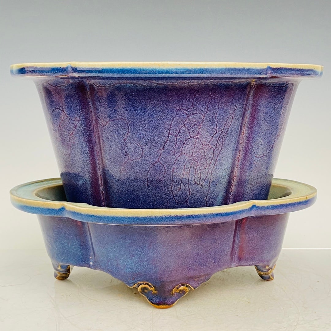 Chinese jun kiln porcelain flowerpot Song dynasty: Size: Width 26 cm - Height 19 cm Materials: Porcelain Time Period: Song dynasty Manufactured Date: 10th-c Period Object: Chinese Antique ⛨ Purchase With Confidence ✔ Verified Auctio